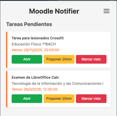 Moodle Notifier screenshot 1